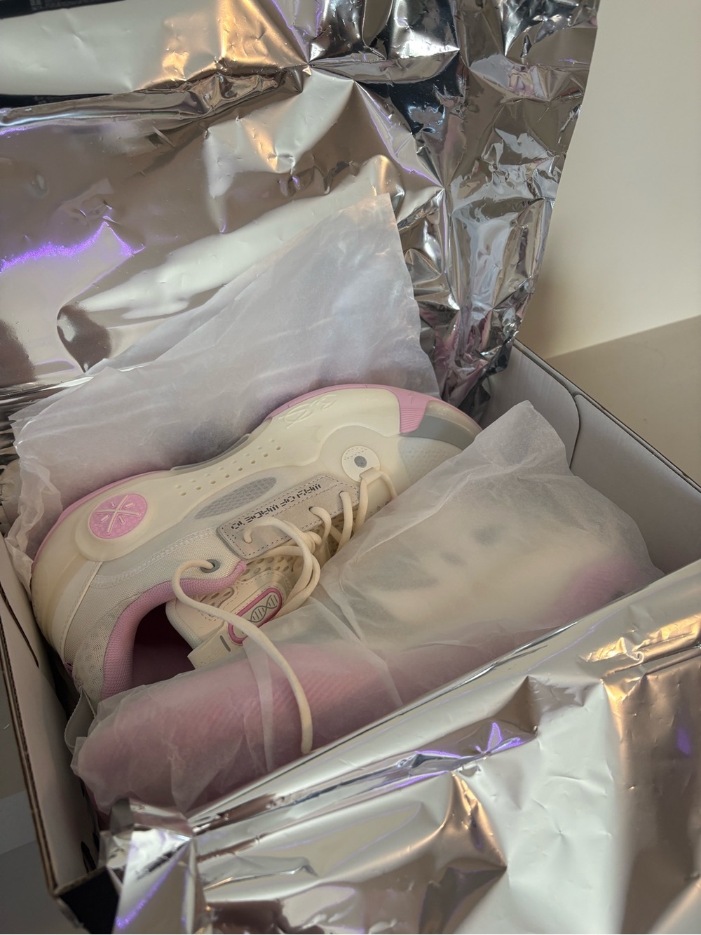 Women’s Cream and Pink Athletic Sneakers